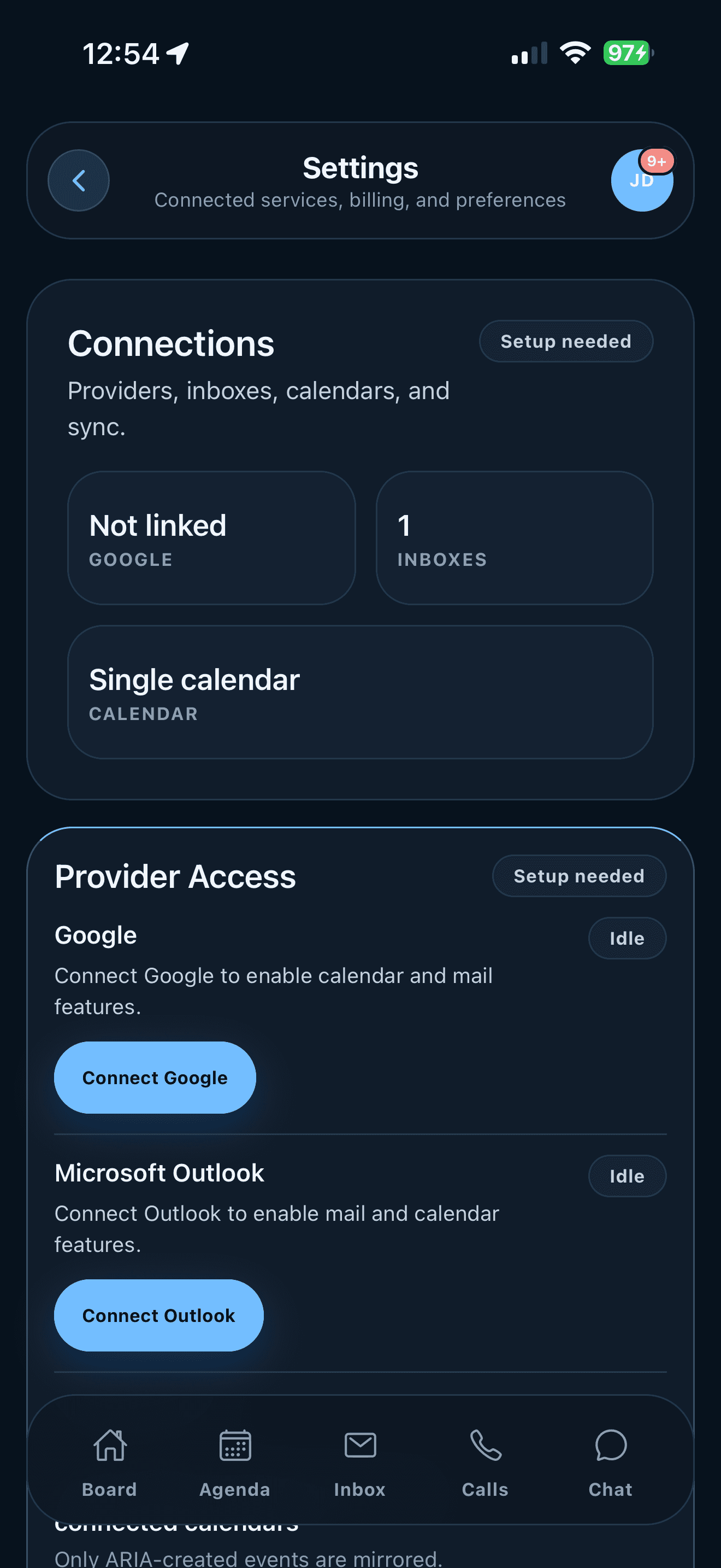 ARIA Connections overview on iPhone